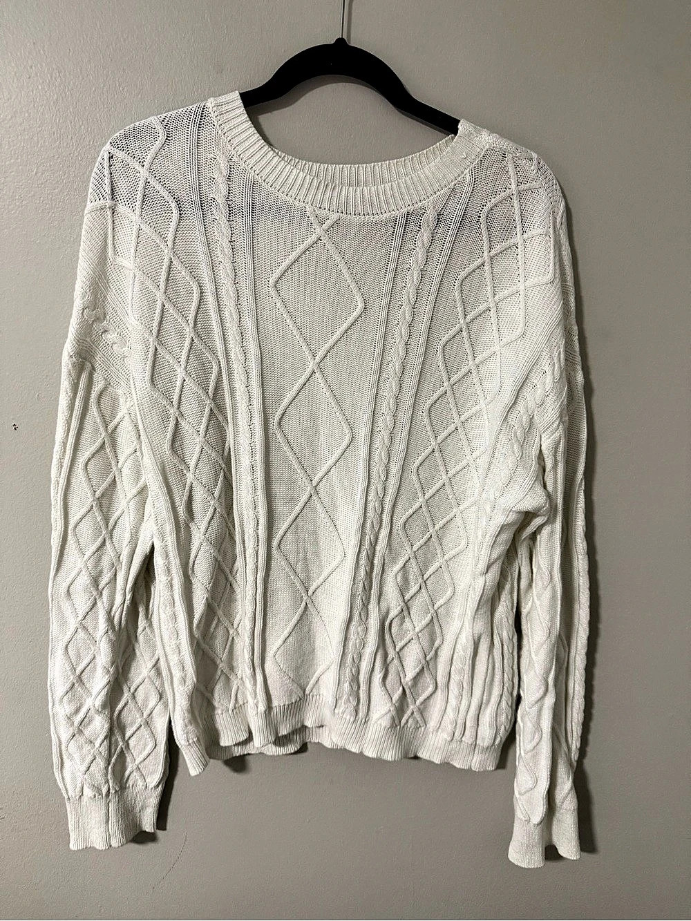 Edikted Cable Knit Sweater in White Small